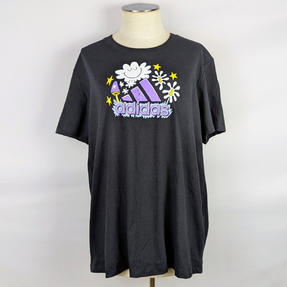 adidas Doodle Graphic Dream Garden Tee Short Sleeves Black XL NWT